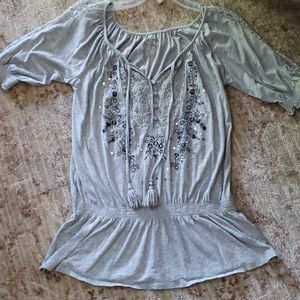 Grey lace and sparkle top